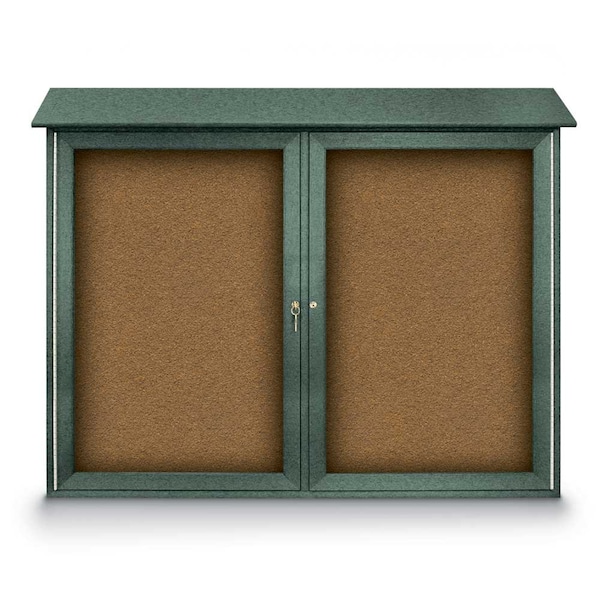Indoor Enclosed Combo Board, 48"x36", Satin Frame/Blue & Medium Grey